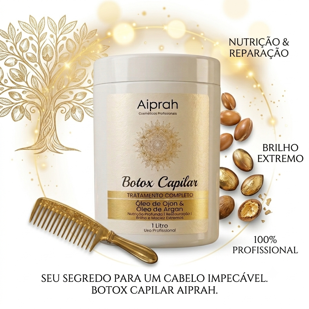 Botox Capilar Aiprah 1L – Tratamento Completo Nutrição Profunda e Reconstrução (Óleo de Ojon & Argan) - Imagem 2